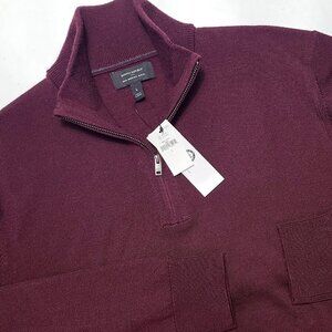 BANANA REPUBLIC Merino Wool Quarter-Zip Sweater Men's Size L Burgundy